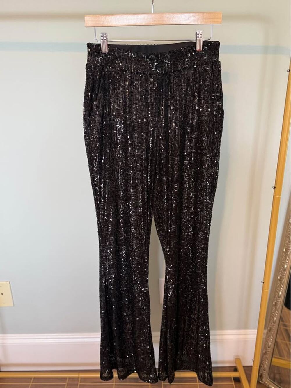 Cable & Gauge Black Sequin Flare Pants